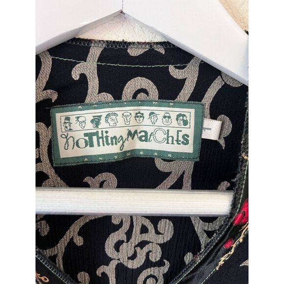 Nothing Matches Womens Mixed Floral Pattern Tunic Top Size 1 Black Textured - Picture 3 of 8